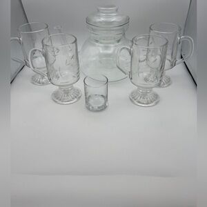 vintage Princess House “Heritage “ Clear Etched Glass Drinkware Set - 5-Piece